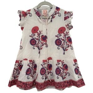 NWOT Victoria Dunn Pink Flower Block Print Cotton Summer Dress